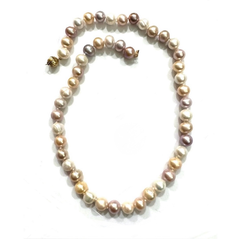 Vintage Leach & Garner (HK) Ltd. 14kt Gold Multi Color 18” Pearl Necklace